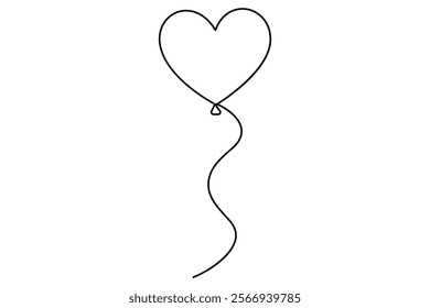 Elegant continuous one line drawing of a heart shaped balloon a minimalist vector illustration for love themed designs
