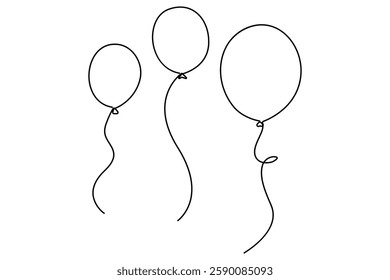 Elegant continuous one line drawing of a balloon minimalistic outline vector illustration for creative designs
