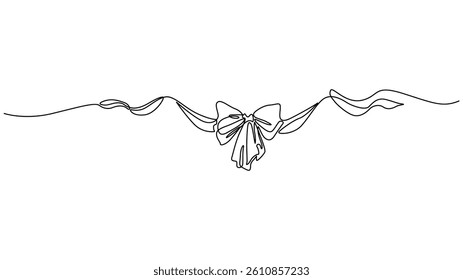 Elegant continuous one line Drawing of a Ribbon Bow
