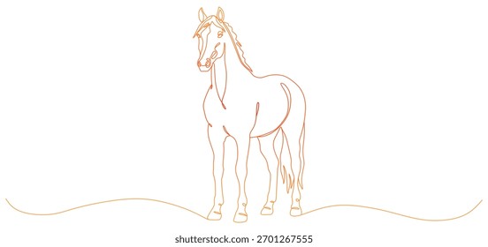 Elegante durchgehende einzeilige Zeichnung von stehendem Pferd Vektorgrafik	