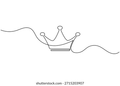 Elegante Continuous One Line Drawing of a Royal Crown (Desenho Contínuo Elegante de Uma Linha de uma Coroa Real). Ícone Vetor De Arte De Contorno Minimalista.