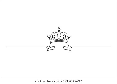 Elegante dibujo continuo de una línea de una corona real. Esquema negro minimalista sobre fondo blanco para la marca de lujo y el diseño heráldico.