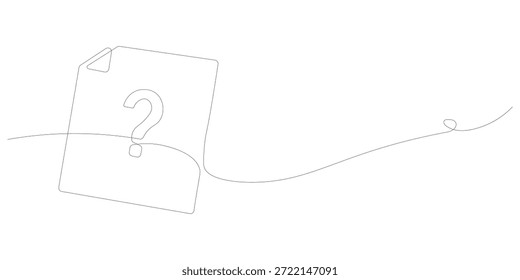 Elegante desenho contínuo de uma linha de um ícone de arquivo de documento com um símbolo de ponto de interrogação