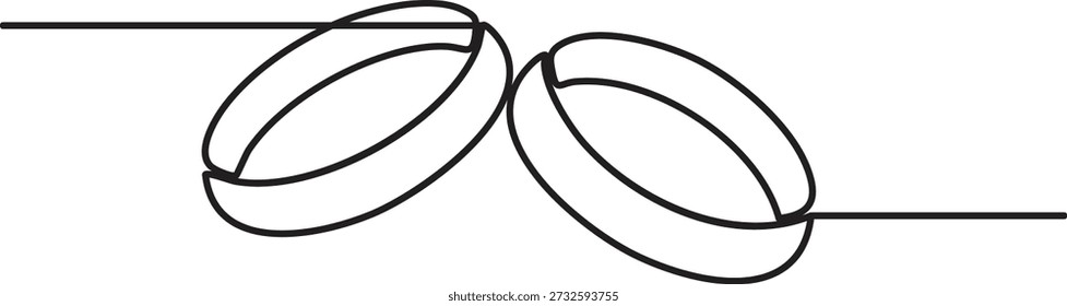 Elegante kontinuierliche ein Takt minimalistische Zeichnung Paar von Trauringen