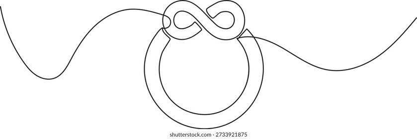 Elegante anillo de nudo de infinito de dibujo minimalista de un solo golpe