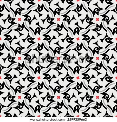 Elegant contrasting art seamless pattern. Overlapping art forms, stripes, polygons, segments are grouped and arranged in a certain order. Vector. 
