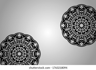 ELEGANT COOL BLACK MANDALA VECTOR  IN GREY GRADIENT BACKGROUND