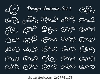 Elegant coquette elements set – vector flourish ornaments for invitations, logos, and decorative design