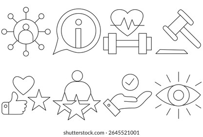 Elegante Core Values Vetor Ícones - Simbolizando a motivação, confiança, equilíbrio e sucesso para uso empresarial e pessoal
