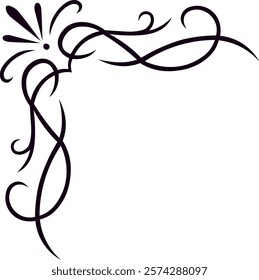 Elegant corner border creating a decorative frame with swirls and flourishes, perfect for adding a touch of sophistication to invitations, greeting cards, or any design project