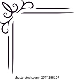 Elegant corner border with floral design adding a touch of sophistication, perfect for invitations, greeting cards, certificates, and various design projects