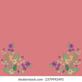 Elegant corner border flowers vector with intricate details and vibrant colors. Perfect for framing designs, invitations, and decorative projects