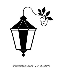 Elegant corner lantern design featuring a beautiful floral motif, perfect for invitations, cards, or decorative elements. The intricate details create a sophisticated and charming aesthetic.