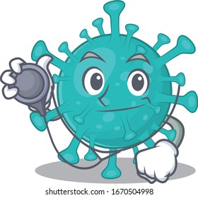 An elegant corona zygote virus in a Doctor Cartoon character with tools