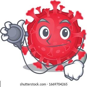 An elegant coronavirus substance in a Doctor Cartoon character with tools