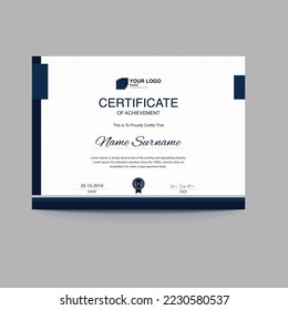 Elegant corporate blue certificate  appreciation  design template. Modern and minimal certificate design. 