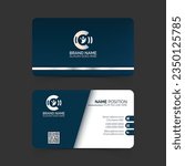 Elegant corporate blue and white business card template design and mockup