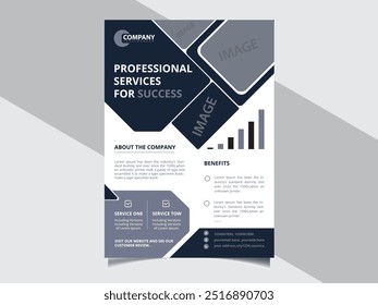 Elegant corporate flyer design with a modern touch. Features clean lines, striking colors, and easily editable sections. Perfect for business promotions and events. EPS file for full customization.