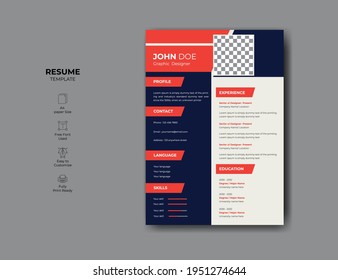 Elegant corporate professional cv or resume template. super clean modern cv or resume design template.