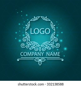 Elegant corporate style card with pattern, logo floral design, decorated shiny. Vector illustration