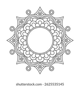 Elegant Cosmic Bloom Mandala Coloring Book Page