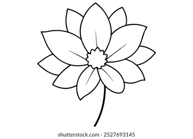 Elegant cosmos flower line art vector illustration, perfect for nature-inspired designs. Minimalist, hand-drawn floral outline ideal for digital art, prints, and decor projects.