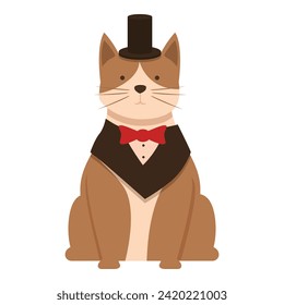 Elegant costume cat icon cartoon vector. Mascot pet. Fun cat animal