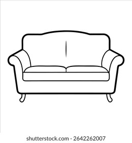 Elegant couch in continuous line art drawing style designed to reflect simplicity and comfort great for interior design themes or minimalist furniture sketches