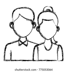 Elegant couple avatar cartoon