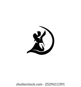 Elegant Couple Dance Logo Design with Flowing Silhouette for Creative Branding