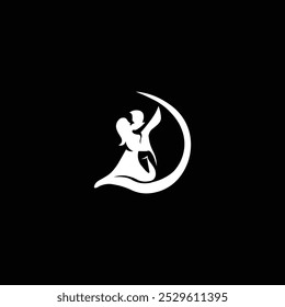 Elegant Couple Dance Logo Design with Flowing Silhouette for Creative Branding