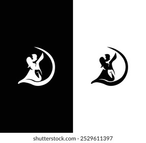 Elegant Couple Dance Logo Design with Flowing Silhouette for Creative Branding