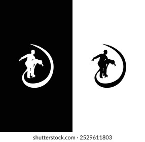 Elegant Couple Dance Logo Design with Flowing Silhouette for Creative Branding