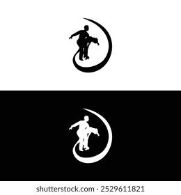 Elegant Couple Dance Logo Design with Flowing Silhouette for Creative Branding