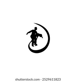 Elegant Couple Dance Logo Design with Flowing Silhouette for Creative Branding