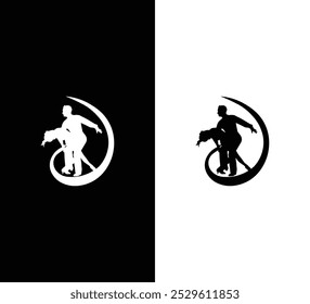 Elegant Couple Dance Logo Design with Flowing Silhouette for Creative Branding