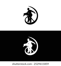 Elegant Couple Dance Logo Design with Flowing Silhouette for Creative Branding