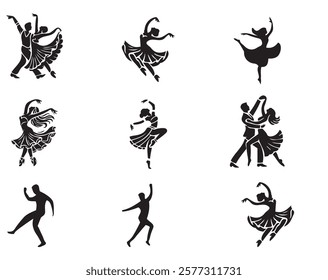 Elegant Couple Dance Vector Silhouette for Romantic and Wedding Designs