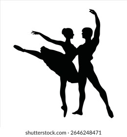 Elegant Couple Dancing Silhouette - Latin Ballroom Dance Vector	