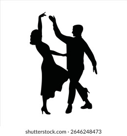 Silhueta de dança de casal elegante - Latin Ballroom Dance Vetor	