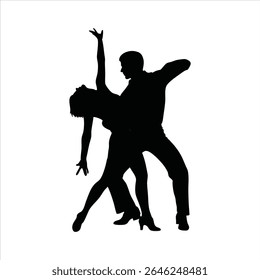 Silhueta de dança de casal elegante - Latin Ballroom Dance Vetor	