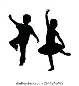 Elegant Couple Dancing Silhouette - Latin Ballroom Dance Vector	