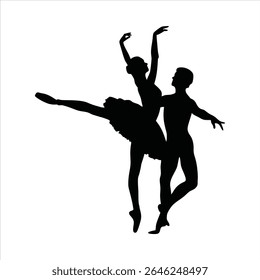 Elegant Couple Dancing Silhouette - Latin Ballroom Dance Vector	