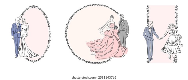 Elegant couple in formal attire, perfect for wedding invitations and romantic events