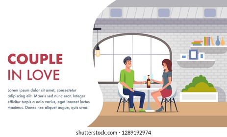 Elegant Couple in Love. Romantic Dating and have Diner at Restaurant. People Sitting and Drink Wine. Anyversary Celebration Carrying Heart Embracing Relationship. Girlfriend and Boyfriend Smiling.