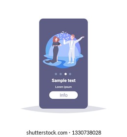 elegant couple opera singers man woman singing song wearing elegant clothes music band concept male female cartoon characters full length flat vertical copy space