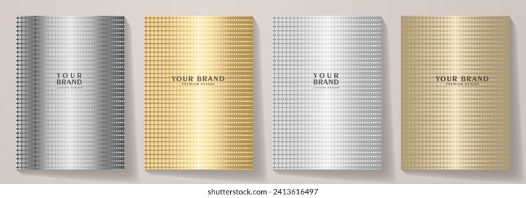 Elegant cover design set. Gold and silver modern luxury vector art background. Premium fashionable template for cover design, invitation, flyer, wedding card, note book, menu design.