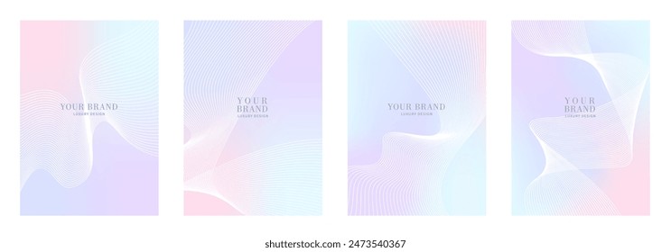 Elegant cover design set with lines and gradient for cover design, invitation, poster, flyer, wedding card, luxe invite, prestigious voucher, menu design. Luxury vector background collection