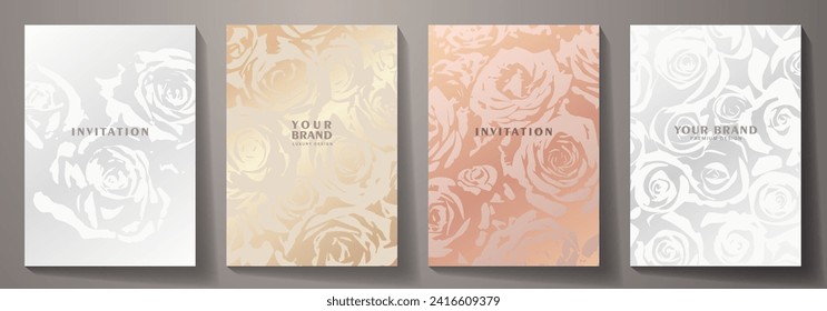 Elegant cover design set. Premium fashionable vector background with flower pattern for cover design, invitation, flyer, wedding card, catalog, brochure template, menu design, congratulation.