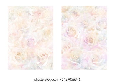 Elegant cover design set with roses. Premium fashionable vector background with flower pattern for cover design, invitation, flyer, wedding card, catalog, brochure template, menu, congratulation.